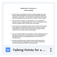 Talking Points for a Discussion on Inclusive Language